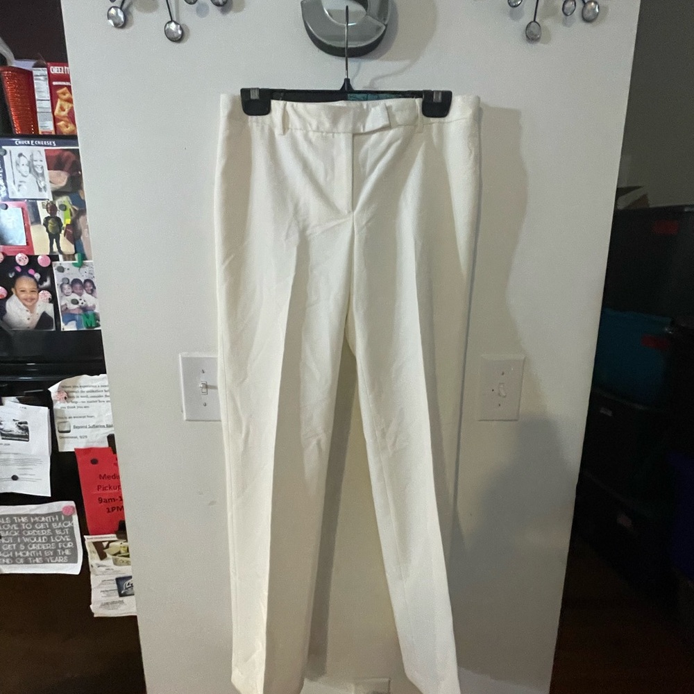 Women's Cream Tailored Stretch Trousers Size 6